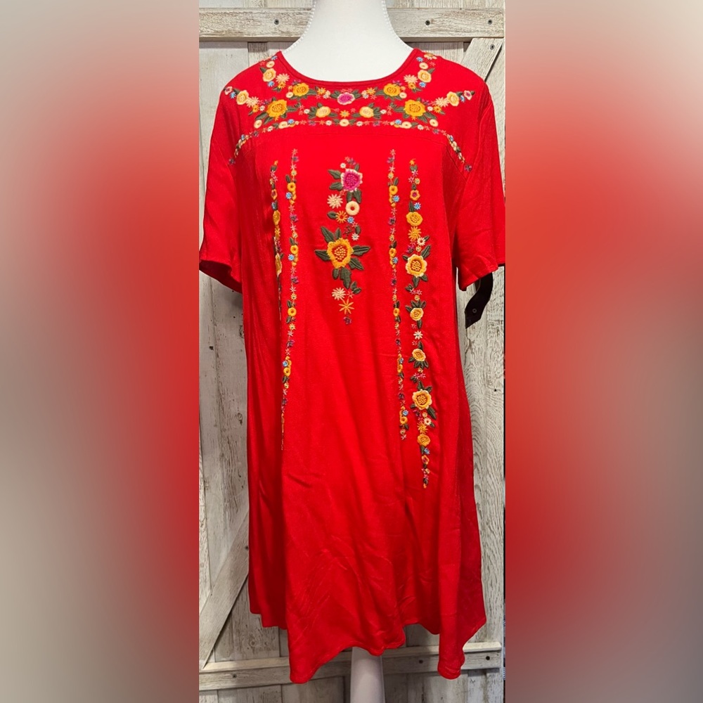 Umgee Floral Embroidered Dress Size S